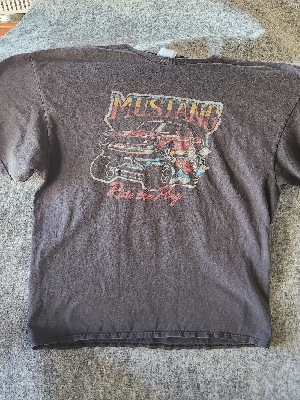Junk Food Tees Ford Mustang Ride the Pony Charcoal Graphic T-Shirt